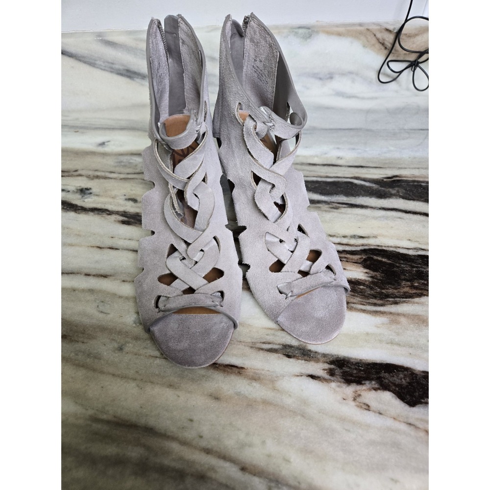 Zodiac  Cut Out Open Toe Gladiator Sandal Bootie Leather‎ 9 Gray Suede Leather